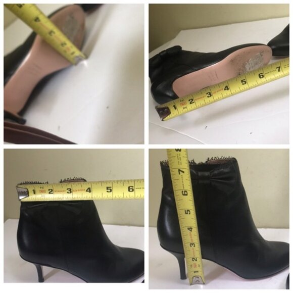 RED Valentino Bow Leather Ankle Booties Kitten Heels Almond Toe Zip Shoes Boots - Picture 14 of 16